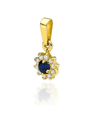 Złota Zawieszka 14k z Diamentami i Szafirem 0,15ct