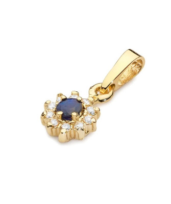 Złota Zawieszka 14k z Diamentami i Szafirem 0,15ct