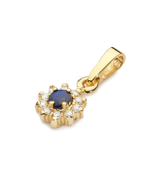 Złota Zawieszka 14k z Diamentami i Szafirem 0,15ct
