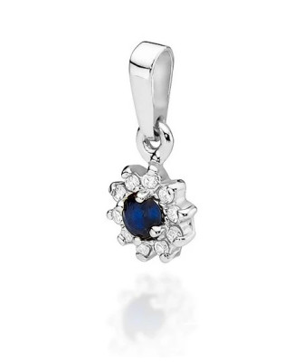 Złota Zawieszka 14k z Diamentami i Szafirem 0,15ct