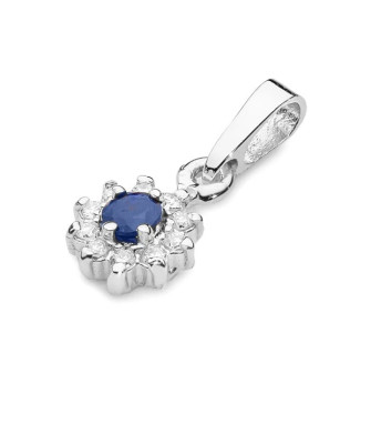14k Gold Pendant with Diamonds and Sapphire 0.15ct
