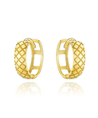 Gold earrings delicately decorated on large hoop