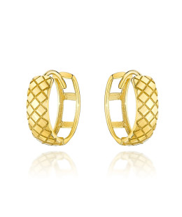 Gold earrings delicately decorated on large hoop