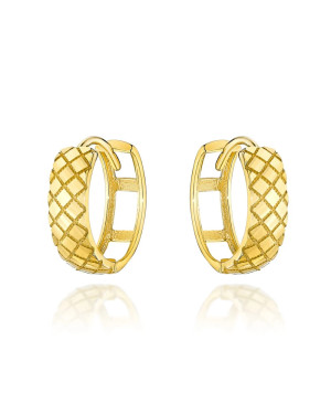 Gold earrings delicately decorated on large hoop