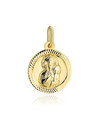 Gold medal Mother of God of Częstochowa in a circle with a diamond ...