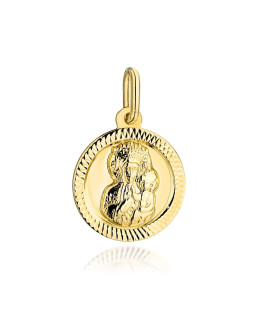 Gold medal Mother of God of Częstochowa in a circle with a diamond ...