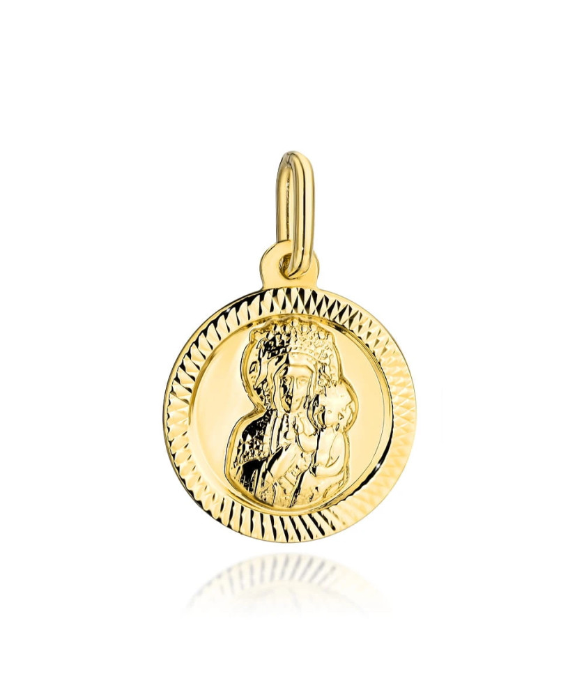 Gold medal Mother of God of Częstochowa in a circle with a diamond ...