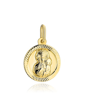 Gold medal Mother of God of Częstochowa in a circle with a diamond ...