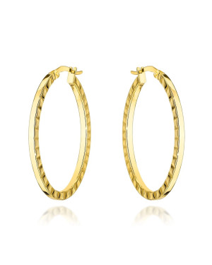 Gold earrings with engraved sides