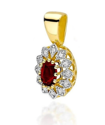 Złota Zawieszka 14k z Diamentami i Rubinem 0,60ct