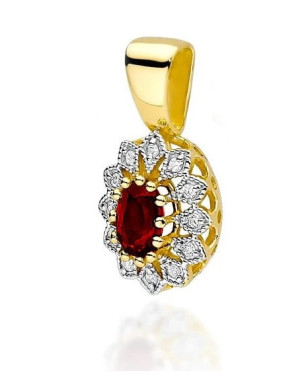 Złota Zawieszka 14k z Diamentami i Rubinem 0,60ct