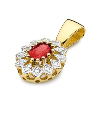 Złota Zawieszka 14k z Diamentami i Rubinem 0,60ct