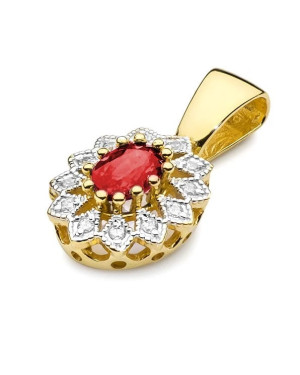 Złota Zawieszka 14k z Diamentami i Rubinem 0,60ct