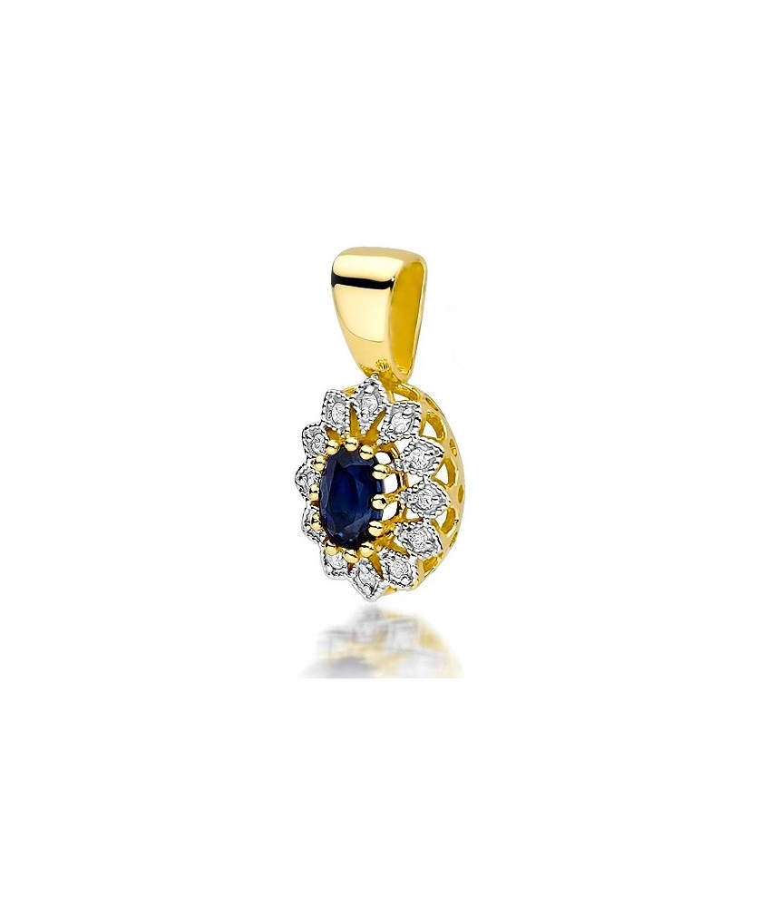 14k Gold Pendant with Diamonds and Sapphire 0.70ct