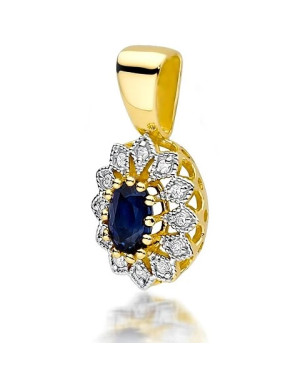 14k Gold Pendant with Diamonds and Sapphire 0.70ct