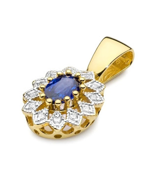 14k Gold Pendant with Diamonds and Sapphire 0.70ct