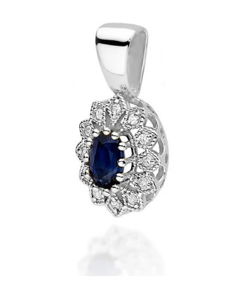 14k Gold Pendant with Diamonds and Sapphire 0.70ct