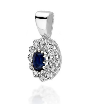 14k Gold Pendant with Diamonds and Sapphire 0.70ct