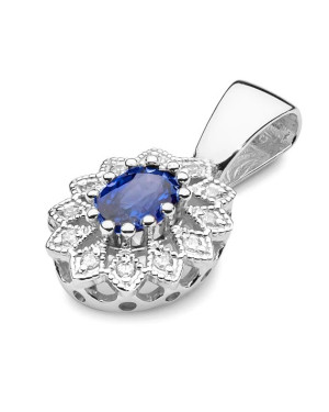 14k Gold Pendant with Diamonds and Sapphire 0.70ct