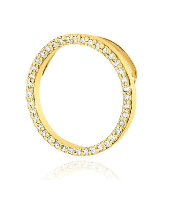 Złota Zawieszka Okrąg  14k z Diamentami 0,20ct