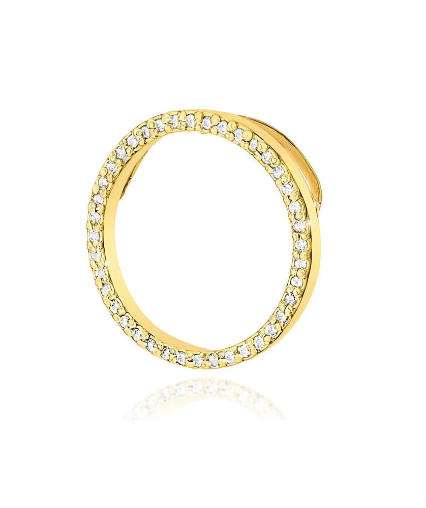 Złota Zawieszka Okrąg  14k z Diamentami 0,20ct