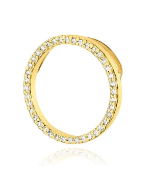 Złota Zawieszka Okrąg  14k z Diamentami 0,20ct