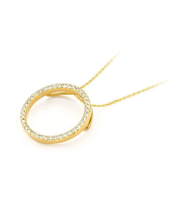 Złota Zawieszka Okrąg  14k z Diamentami 0,20ct