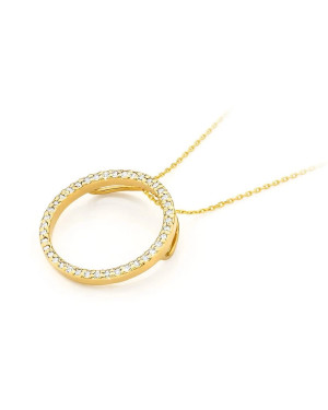 Złota Zawieszka Okrąg  14k z Diamentami 0,20ct