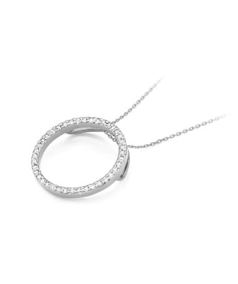 Złota Zawieszka Okrąg  14k z Diamentami 0,20ct