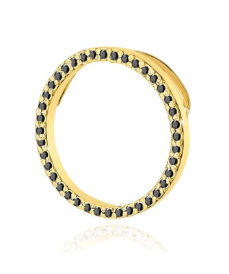 Gold Round Pendant 14k with Black Diamonds 0.20ct