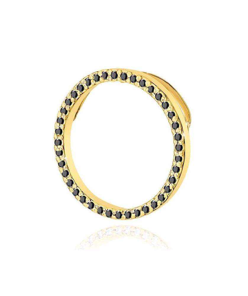 Gold Round Pendant 14k with Black Diamonds 0.20ct