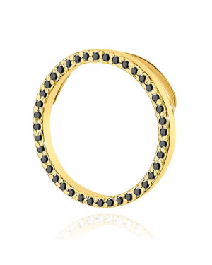 Gold Round Pendant 14k with Black Diamonds 0.20ct