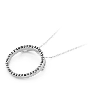 Gold Round Pendant 14k with Black Diamonds 0.20ct