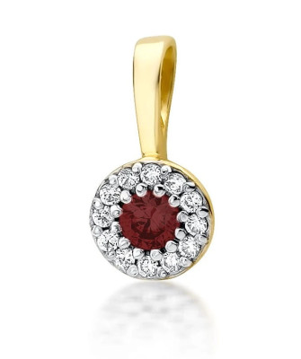 Złota Zawieszka 14k z Diamentami i Rubinem 0,15ct