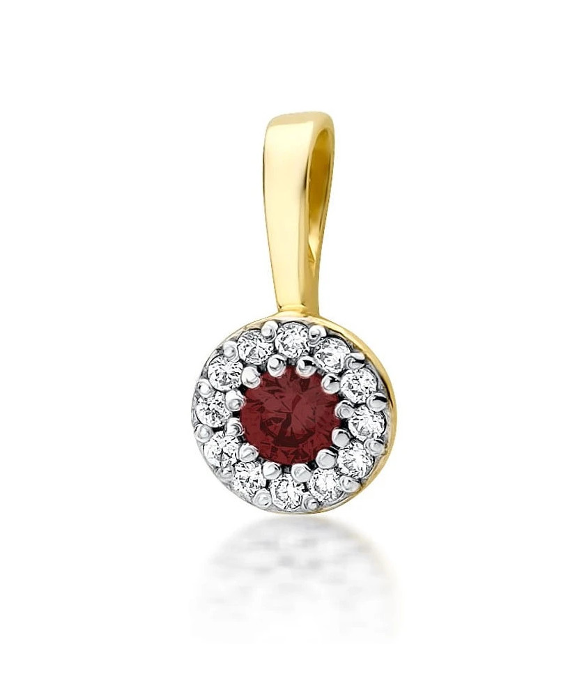 Złota Zawieszka 14k z Diamentami i Rubinem 0,15ct