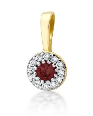Złota Zawieszka 14k z Diamentami i Rubinem 0,15ct