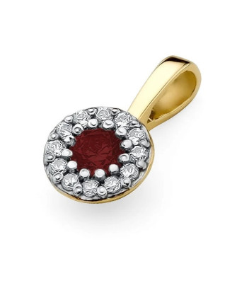 Złota Zawieszka 14k z Diamentami i Rubinem 0,15ct
