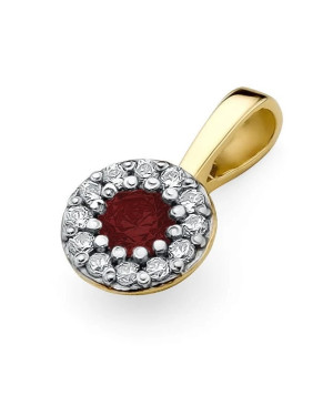 Złota Zawieszka 14k z Diamentami i Rubinem 0,15ct