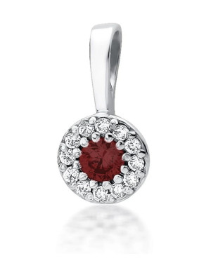 Gold Pendant 14k with Diamonds and Ruby 0.15ct