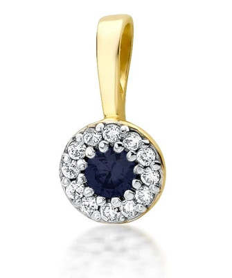 Złota Zawieszka 14k z Diamentami i Szafirem 0,15ct