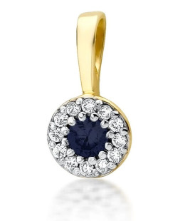 Złota Zawieszka 14k z Diamentami i Szafirem 0,15ct