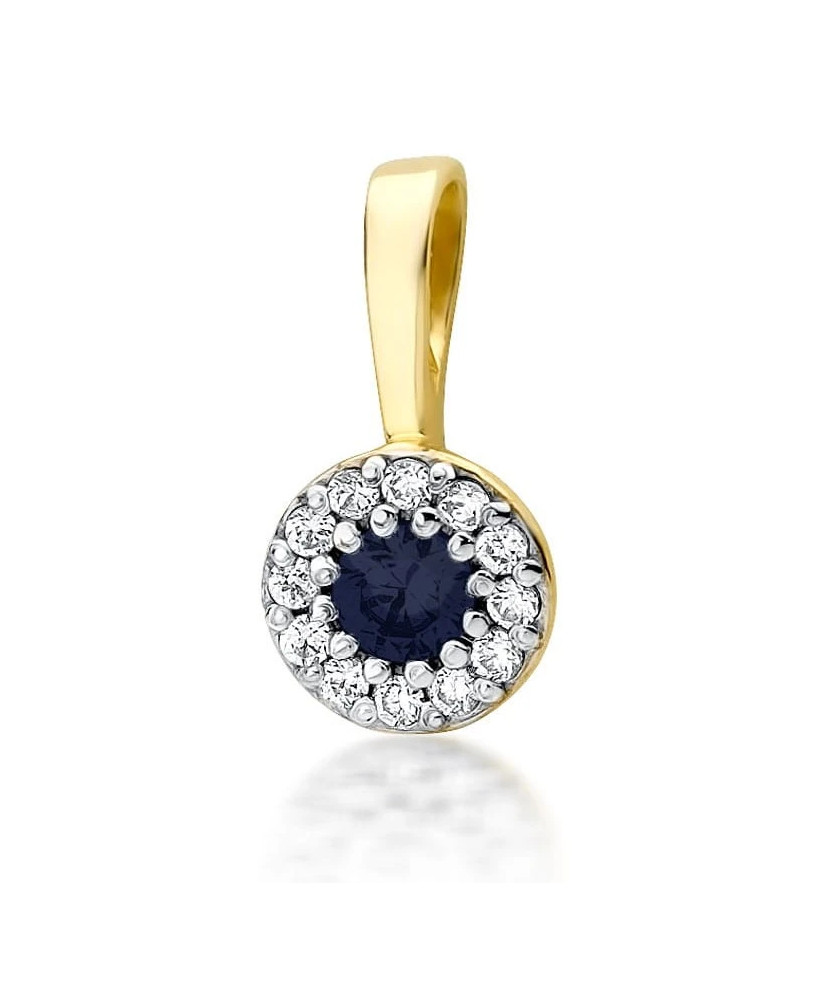 Złota Zawieszka 14k z Diamentami i Szafirem 0,15ct