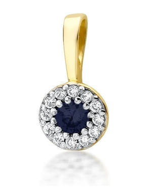 Złota Zawieszka 14k z Diamentami i Szafirem 0,15ct