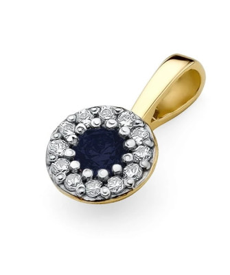 Złota Zawieszka 14k z Diamentami i Szafirem 0,15ct