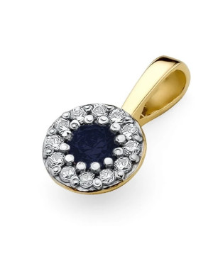 Złota Zawieszka 14k z Diamentami i Szafirem 0,15ct