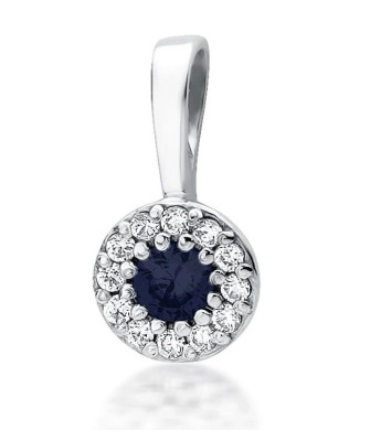 Złota Zawieszka 14k z Diamentami i Szafirem 0,15ct