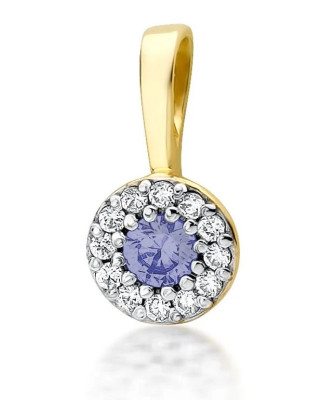 Złota Zawieszka 14k z Diamentami i Tanzanitem 0,15ct