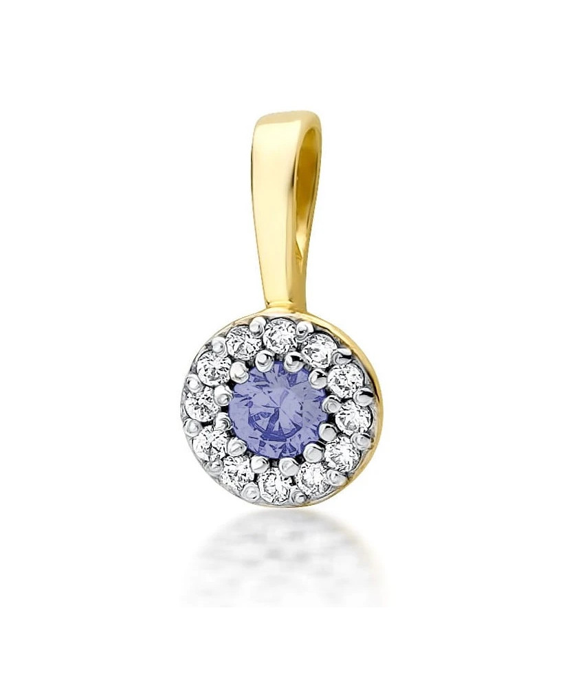 Złota Zawieszka 14k z Diamentami i Tanzanitem 0,15ct