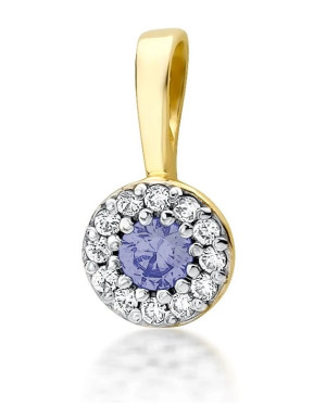 Złota Zawieszka 14k z Diamentami i Tanzanitem 0,15ct