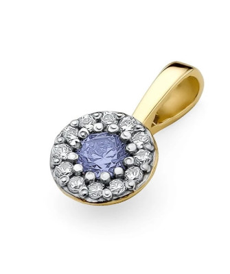 Złota Zawieszka 14k z Diamentami i Tanzanitem 0,15ct